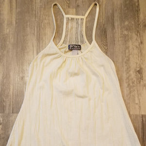One Step Up Ivory Lace Trim Tank Top